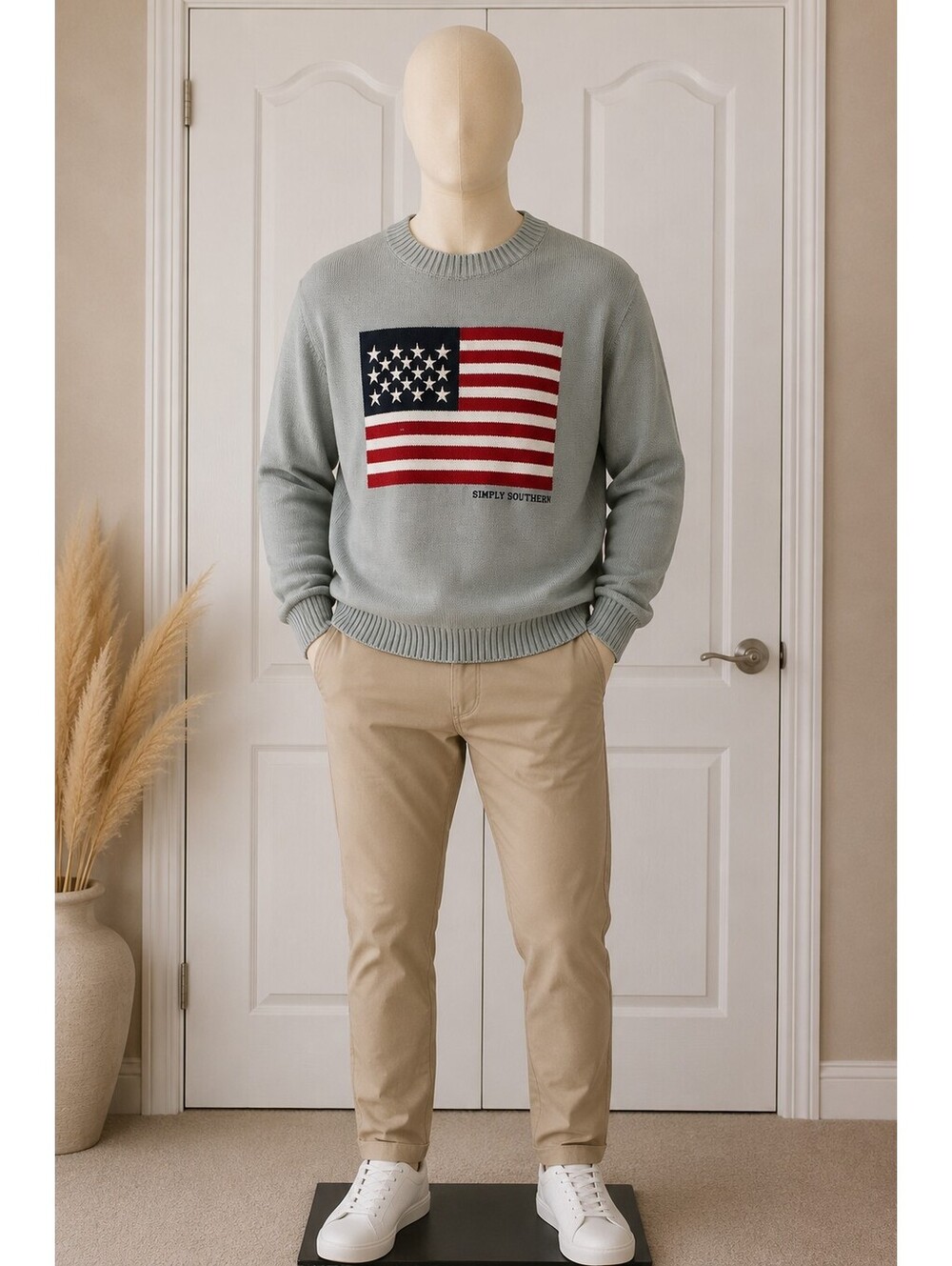 Simply Southern Men’s Navy Blue American Flag SweaterPullover 0212